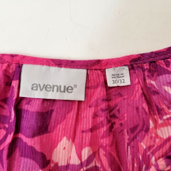 Avenue Pink Floral Cotton Print Peasant Blouse Size 30/32 - Picture 3 of 4